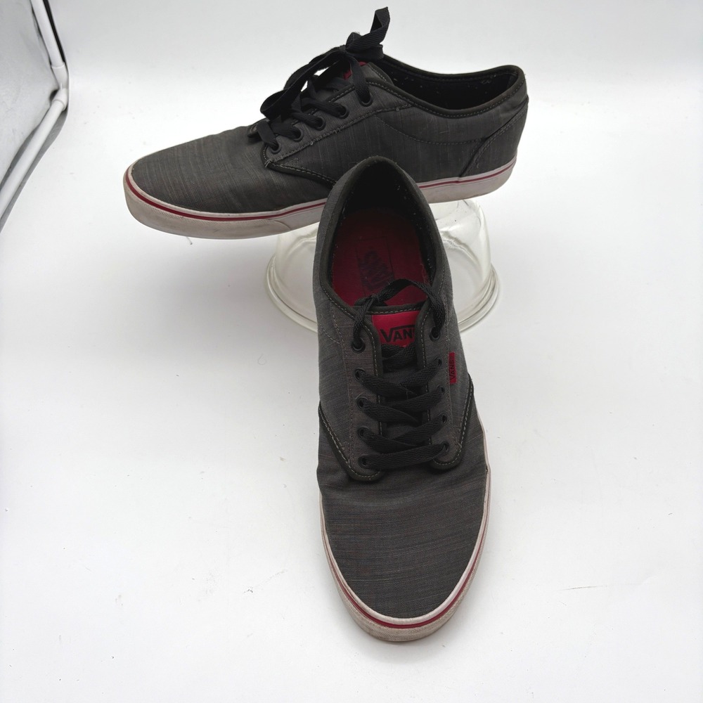 Vans Atwood Low Mens 13 Charcoal Gray Red Textile Skate Sneakers 721461